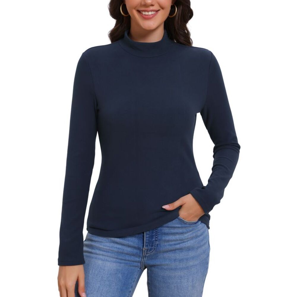 Women Turtleneck Long Sleeve Fall Winter Warm Tops Navy